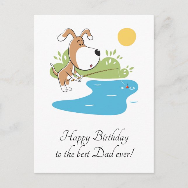 Carte Postale Joyeux anniversaire papa Cartoon Chien Chien Chien (Devant)