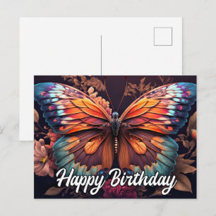 Carte Postale Joyeux Anniversaire Papillon au Repos Collage