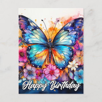 Carte Postale Joyeux Anniversaire | Papillon Coloré Magnifique