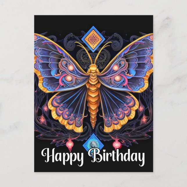Carte Postale Joyeux Anniversaire Papillon Imaginatif Design (Devant)