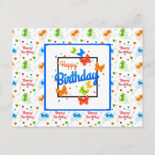 Carte Postale Joyeux Anniversaire Papillons
