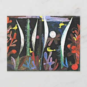 Carte Postale Joyeux Anniversaire ! Paysage aux Oiseaux Jaunes,