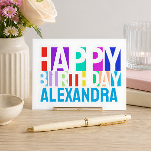 Carte Postale Joyeux Anniversaire Personnalisé Géométrique Color