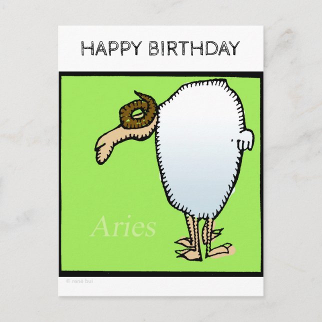 Carte Postale Joyeux Anniversaire personnalisé Signes Zodiac Bai (Devant)