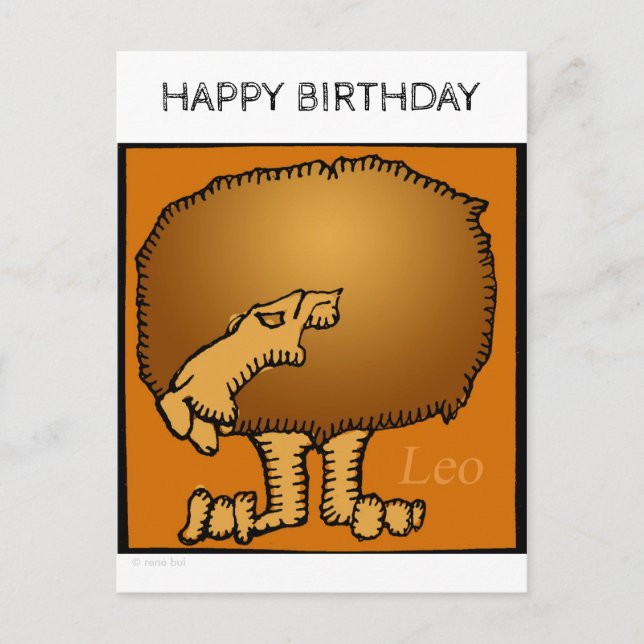 Carte Postale Joyeux Anniversaire Personnalisé Signes Zodiac Leo (Devant)