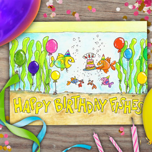Carte Postale Joyeux Anniversaire Poissons 