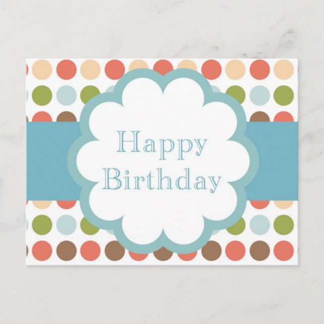 Carte Postale Joyeux anniversaire (poka dots) (Devant)
