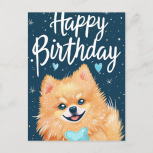 Carte Postale Joyeux Anniversaire Pomeranian
