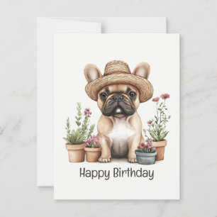 Carte Postale Joyeux Anniversaire Pot de Fleurs de Jardinage Bou
