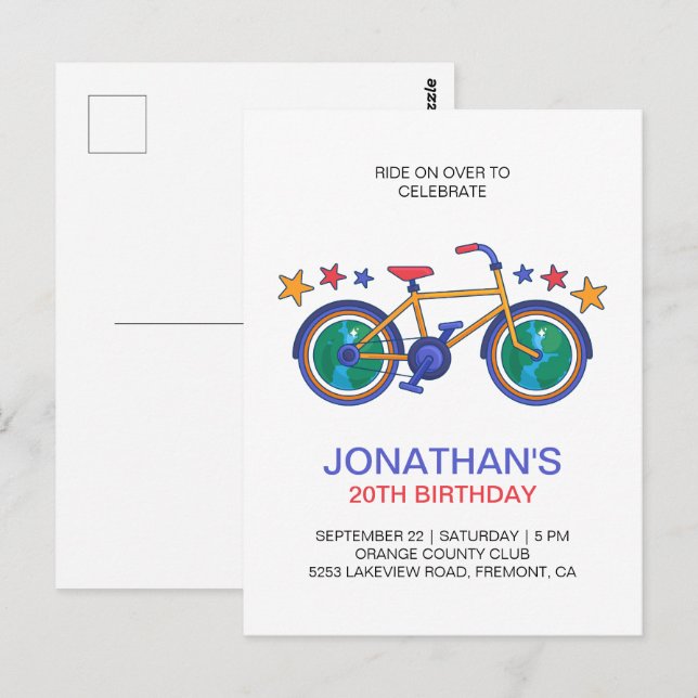 Carte Postale Joyeux Anniversaire Pour Cycliste Personnaliser (Devant / Derrière)