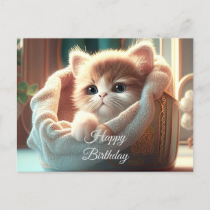 Carte Postale Joyeux Anniversaire pour les amoureux des chats - 