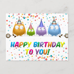 Carte Postale Joyeux anniversaire pour vous de Hoot Owls