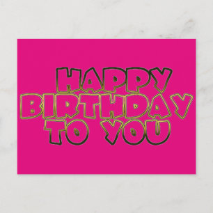 Carte Postale Joyeux Anniversaire Pour Vous Hot Rose Typographie