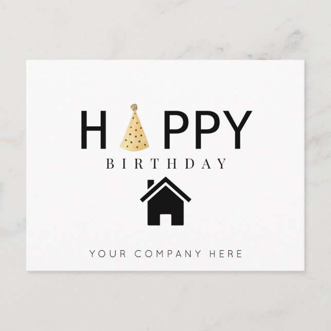 Carte Postale Joyeux Anniversaire Professionnel Immobilier (Devant)