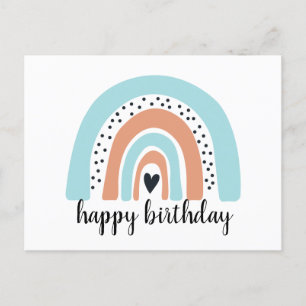 Carte Postale Joyeux anniversaire Rainbow Blue Peach