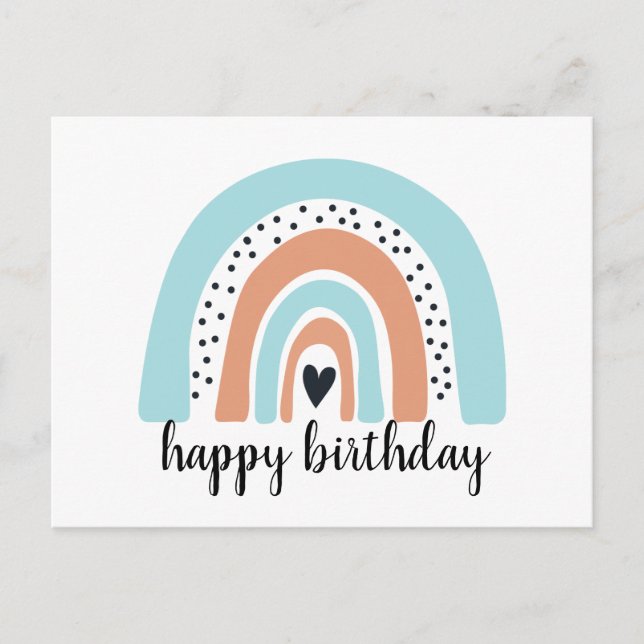 Carte Postale Joyeux anniversaire Rainbow Blue Peach (Devant)