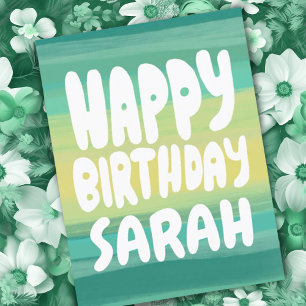 Carte Postale Joyeux Anniversaire Rayures Aquarelle Colorées SUR