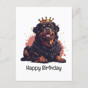 Carte Postale Joyeux Anniversaire Reine Royale Chienne Rottweile