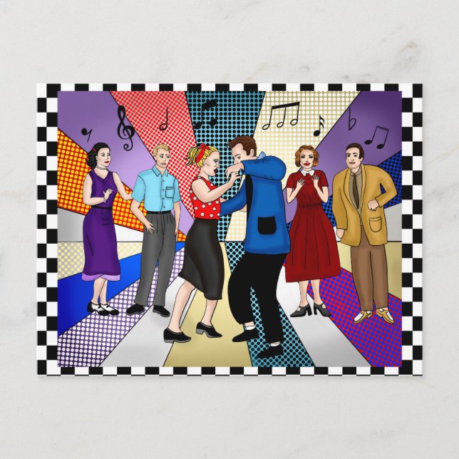 Carte Postale Joyeux Anniversaire | Rétro Nostalgique Années 50 (Devant)