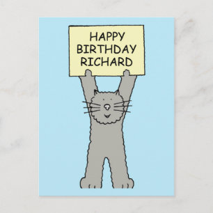 Carte Postale Joyeux anniversaire Richard Cartoon Chat