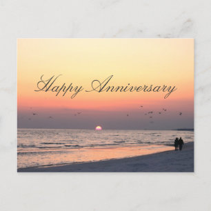 Carte Postale Joyeux Anniversaire - Romantique Couple Beach Suns