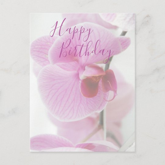 Carte Postale Joyeux Anniversaire Rose De L Orchidee Zazzle Fr