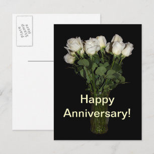 Carte Postale Joyeux Anniversaire Roses Blanches Floral Photogra