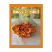 Joyeux anniversaire ! Roses orange et jaune