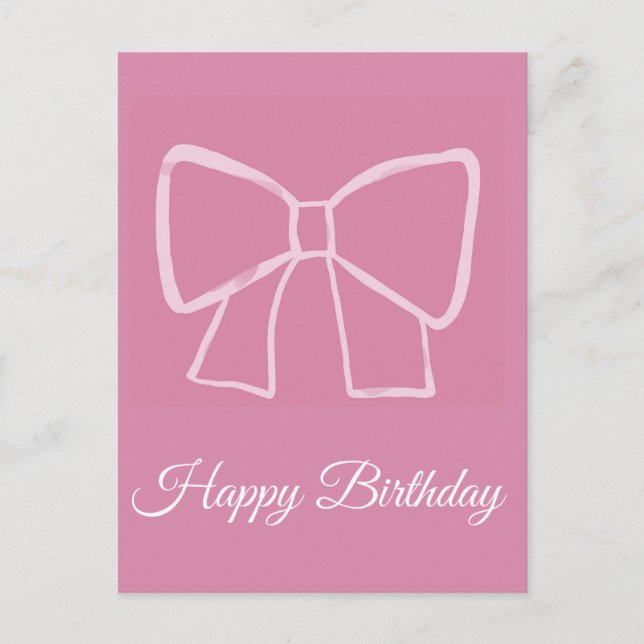 Carte Postale Joyeux Anniversaire Ruban Rose –  (Devant)