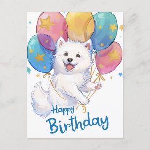 Carte Postale Joyeux anniversaire Samoyed mignon