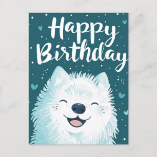 Carte Postale Joyeux anniversaire Samoyède mignon