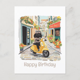 Carte Postale Joyeux Anniversaire Scooter Noir Doodle