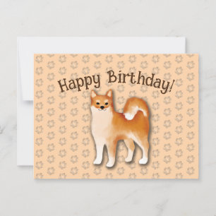 Carte Postale Joyeux anniversaire Shiba Inu chien illustration