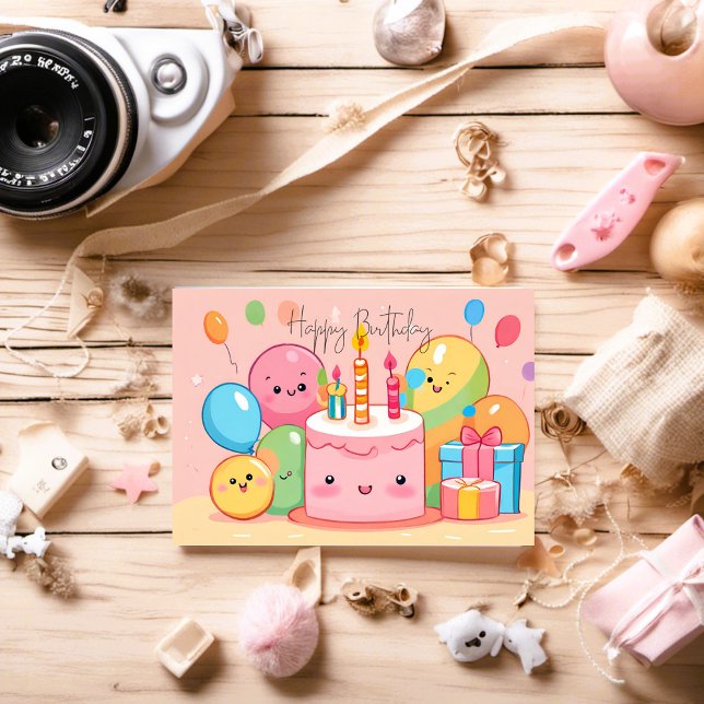 Carte Postale Joyeux anniversaire si mignon... (Happy Birthday Postkarte Kawaii)