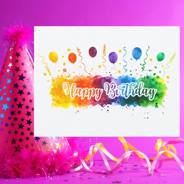 Carte Postale Joyeux Anniversaire Simple Couleur Moderne (Créateur téléchargé)