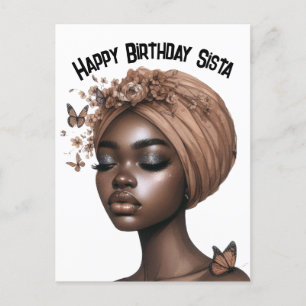Carte Postale Joyeux Anniversaire Sista magie de fille noire rei