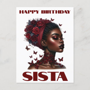 Carte Postale Joyeux Anniversaire Sœur Magie de Fille Noire Amou