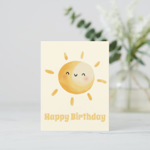 Carte Postale Joyeux Anniversaire ! Soleil aquarelle mignon
