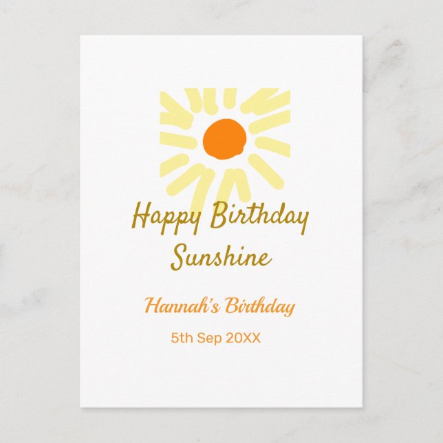 Carte Postale Joyeux anniversaire soleil jaune orange anniversai (Devant)