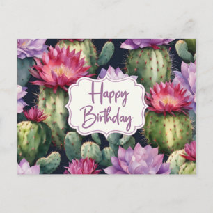Carte Postale Joyeux Anniversaire Succulent Plantes, Fleurs de C