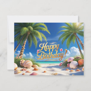 Carte Postale Joyeux Anniversaire Sumer Tropical Beach 