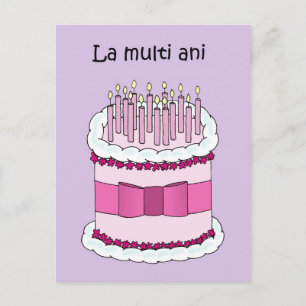 Carte Postale Joyeux Anniversaire sur un gâteau de dessin animé 
