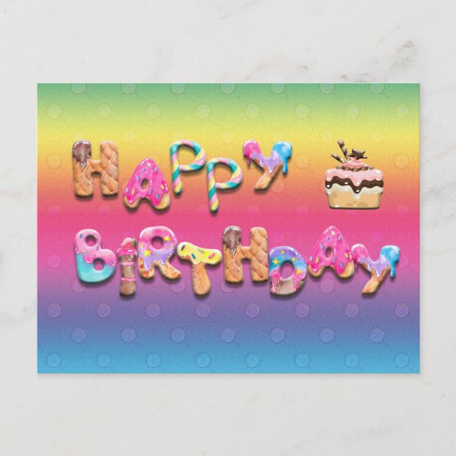 Carte Postale Joyeux Anniversaire Sweet Traite le texte arrière  (Devant)