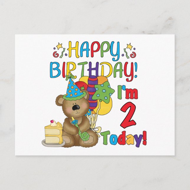 Carte Postale Joyeux anniversaire Teddy Bear 2e t-shirts et cade (Devant)
