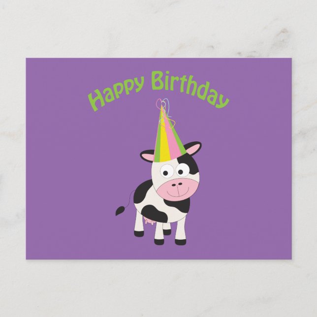 Carte Postale Joyeux anniversaire ! Vache (Devant)