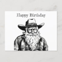 Joyeux Anniversaire Vieux Cowboy en Veste de Cuir 