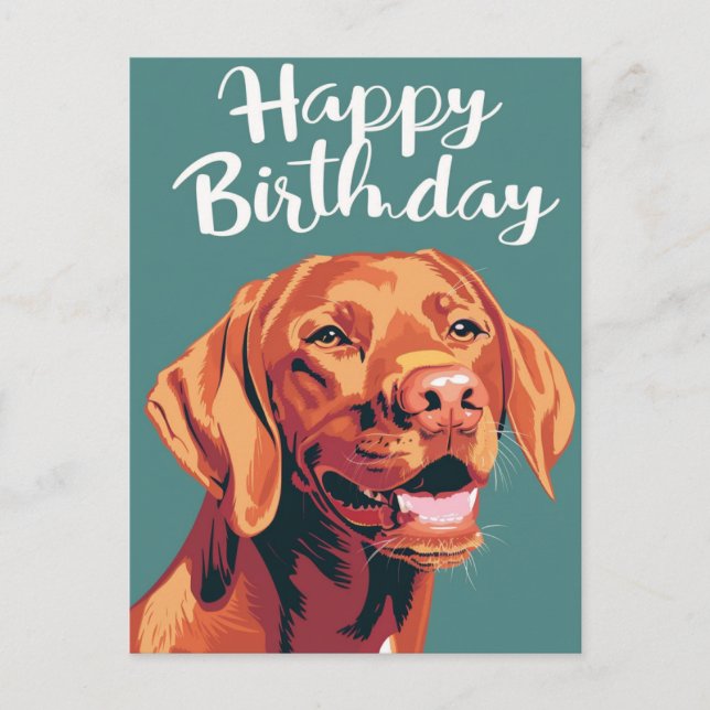 Carte Postale Joyeux Anniversaire Vizsla  (Devant)