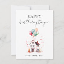 Joyeux Anniversaire Watercolor House Realty