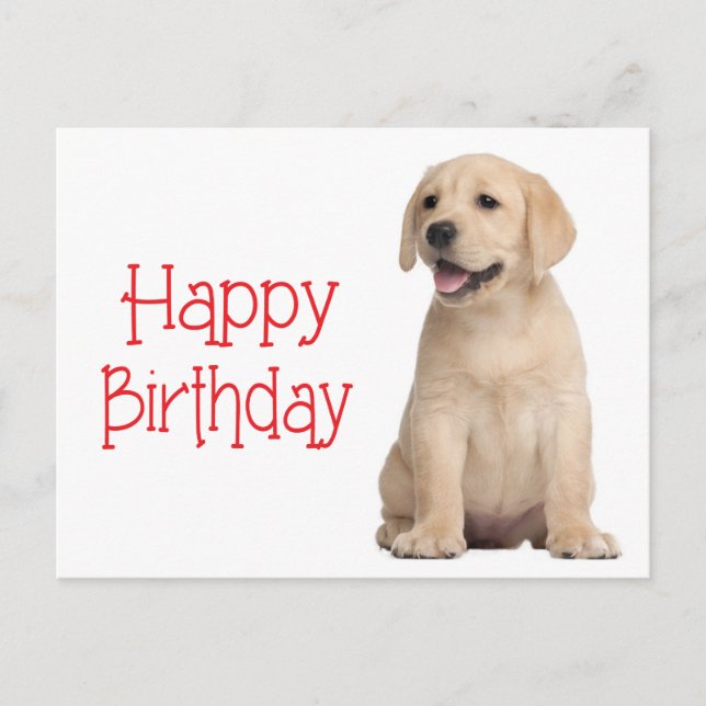 Carte Postale Joyeux anniversaire Yellow Labrador Retriever Cart (Devant)