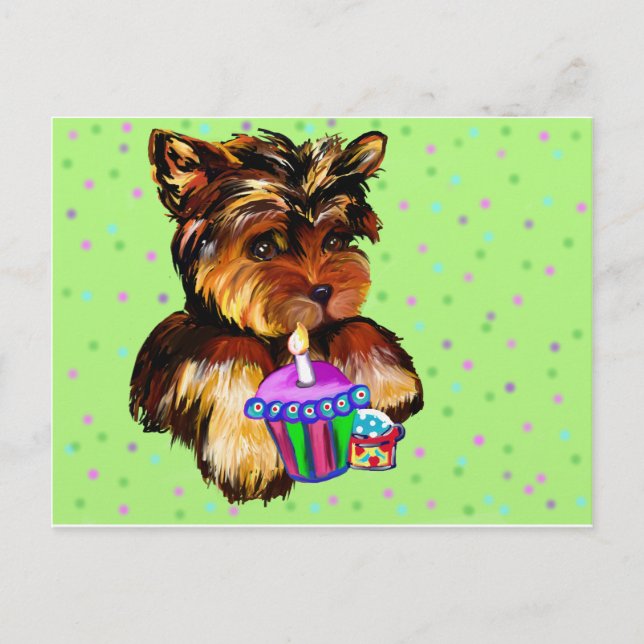 Carte Postale Joyeux anniversaire YORKIE POO (Devant)